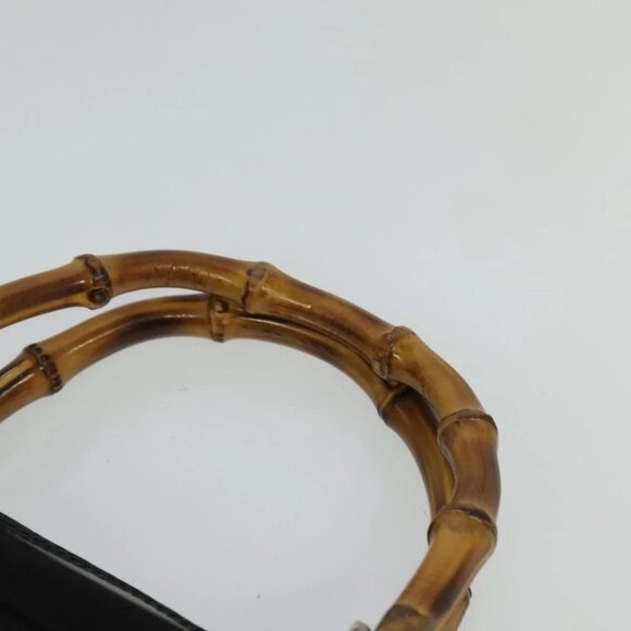 GUCCI Bamboo Hand Bag Nylon 2way Black Silver 000 2040 0538 Auth SW805 - Picture 9 of 16